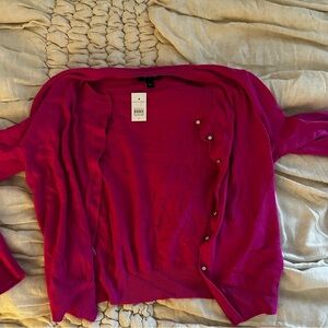 Ann Taylor Hot Pink Cardigan with rhinestone buttons - BNWT